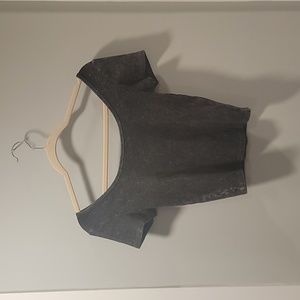 Charcoal Grey Ribbed Crop Top in M by Wild Fable